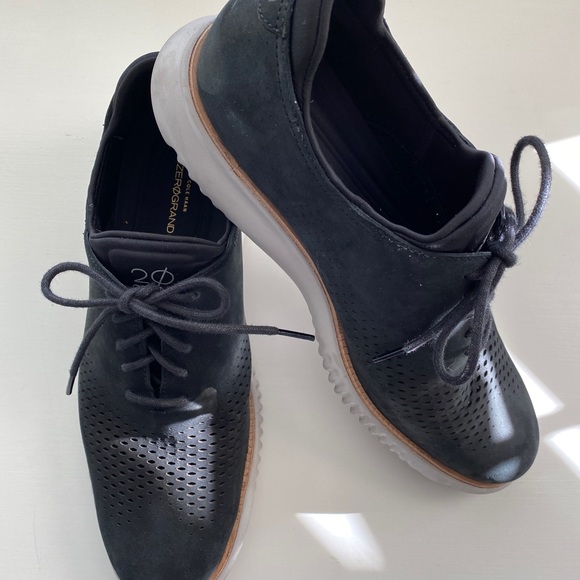 Cole Haan Zerogrand Black Suede Wingtip Oxfords - Picture 3 of 14